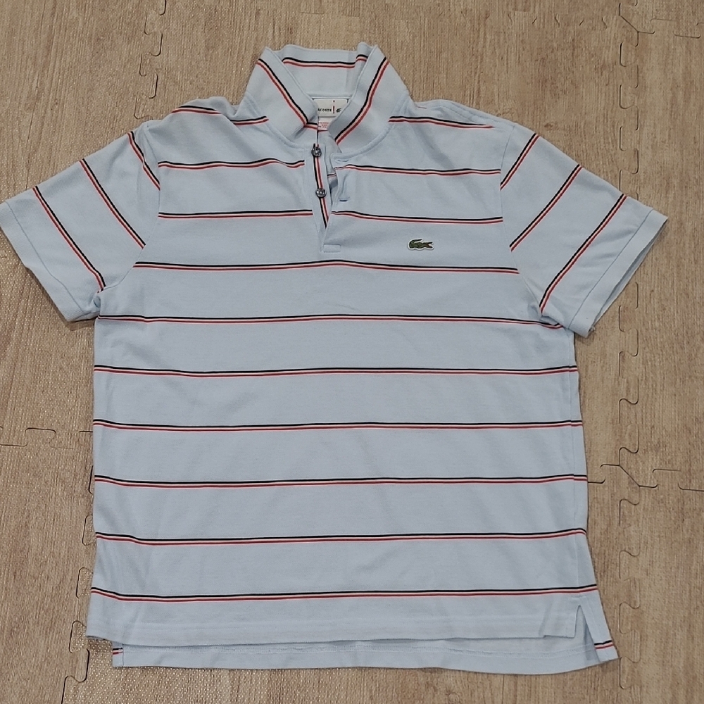 Lacoste Men's Blue Striped Polo Shirt